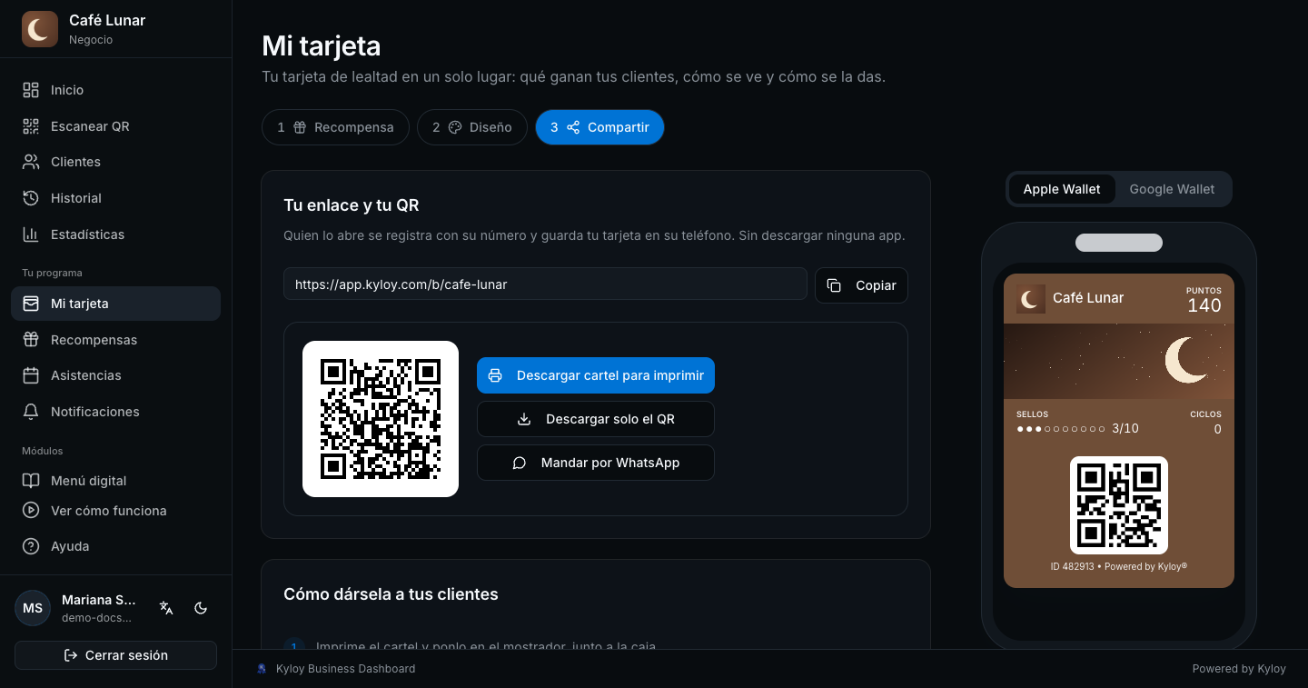 Pon tu QR en el mostrador